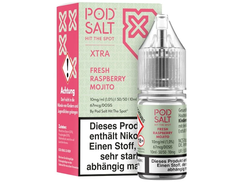 Pod Salt X Nikotinsalz Liquid Fresh Raspberry Mojito – 10ml E-Liquid