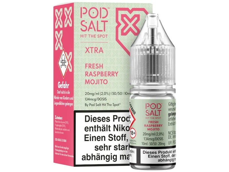 Pod Salt X Nikotinsalz Liquid Fresh Raspberry Mojito – 10ml E-Liquid