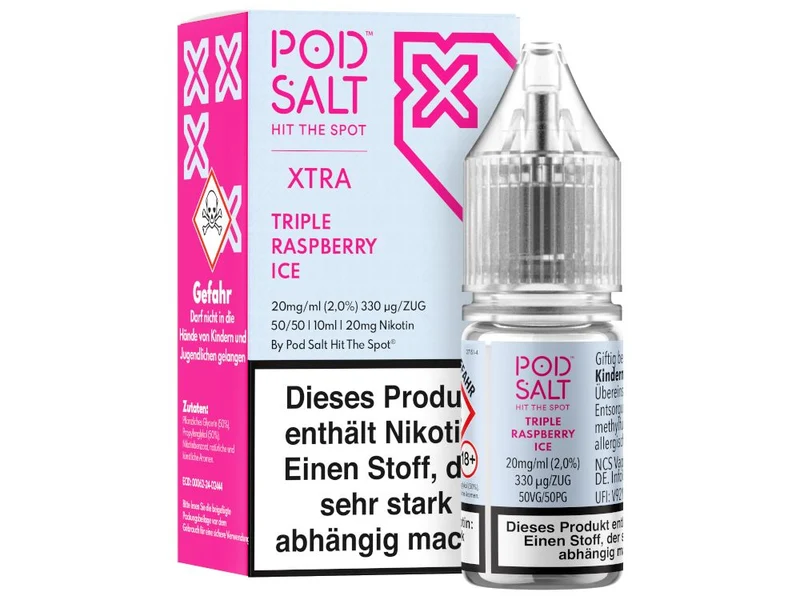 Pod Salt X Nikotinsalz Liquid – Triple Raspberry Ice – 10ml E-Liquid