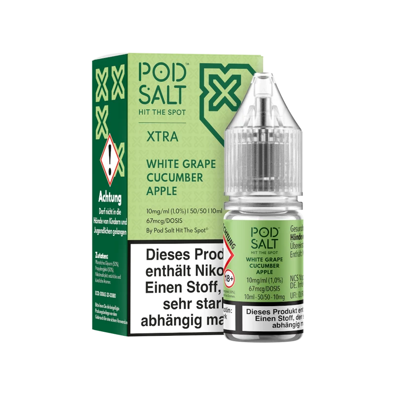 Pod Salt X Nikotinsalz Liquid – White Grape Cucumber Apple – 10ml
