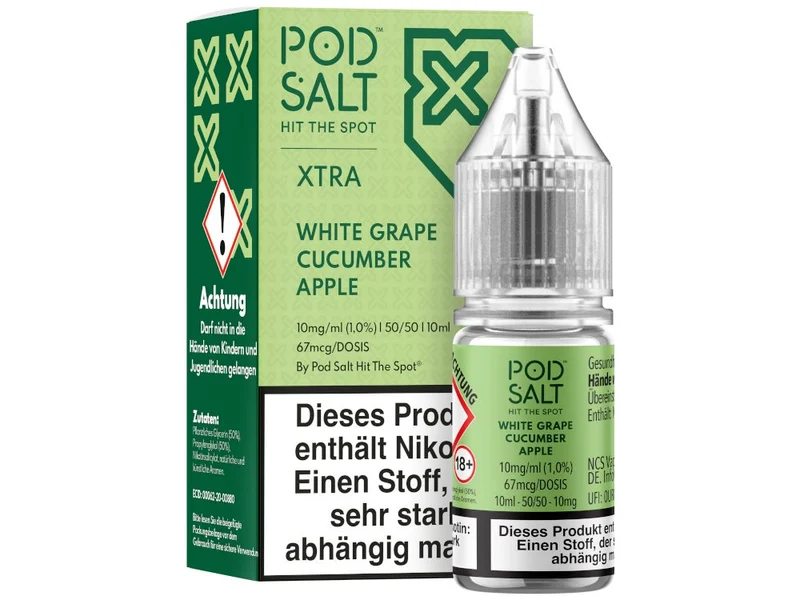 Pod Salt X Nikotinsalz Liquid – White Grape Cucumber Apple – 10ml