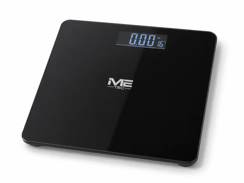 Personenwaage mit Innenthermometer Schwarz Glas