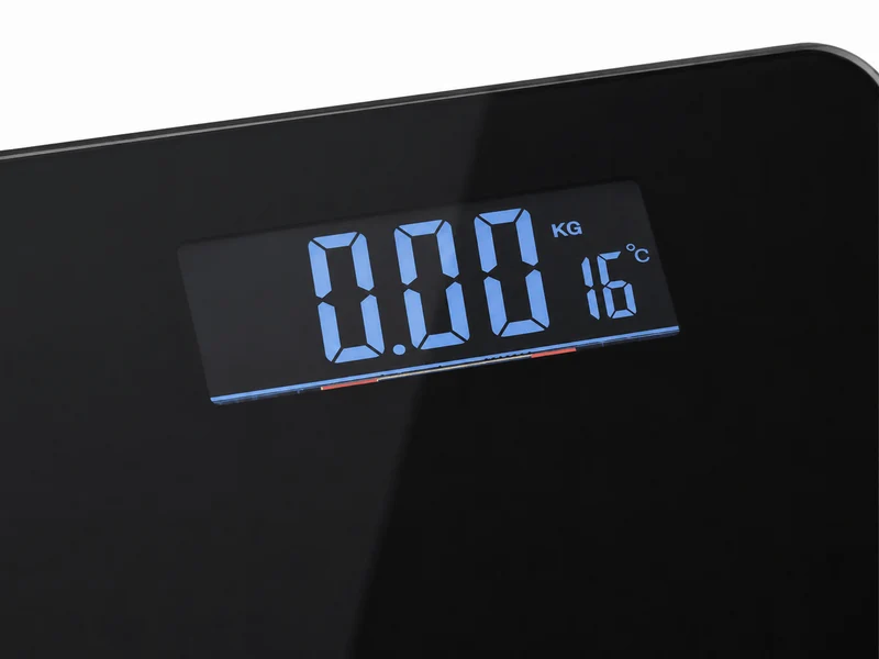Personenwaage mit Innenthermometer Schwarz Glas