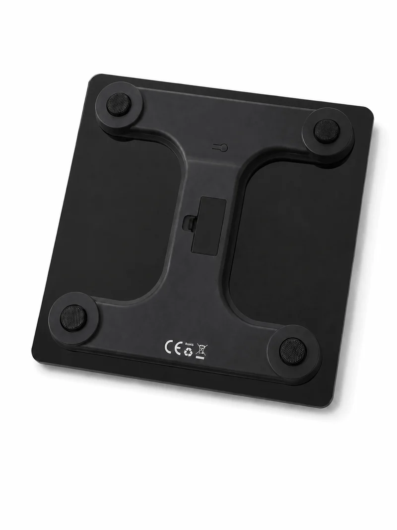 Personenwaage mit Innenthermometer Schwarz Glas