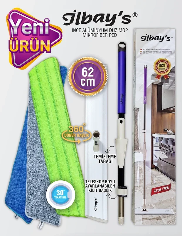 Ilbays XL Mop Set 62cm Alu Wischmopp Bodenwischer