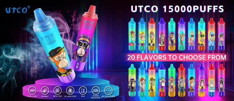 [Clearance Sale] UTCO 15000 Puffs Wiederaufladbares Einweg Kit - Kaufen Sie 4 Stück und erhalten Sie 1 Stück gratis (Zufällige Geschmacksrichtungen)