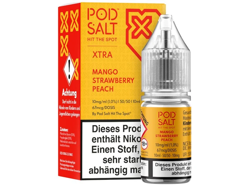 Pod Salt X Nikotinsalz Liquid Mango Strawberry Peach – 10ml E-Liquid
