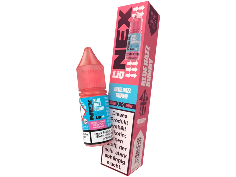 Pod Salt - NexLiq - Blue Razz Gummy - 10ml Fertigliquid (Nikotinfrei/Nikotinsalz)