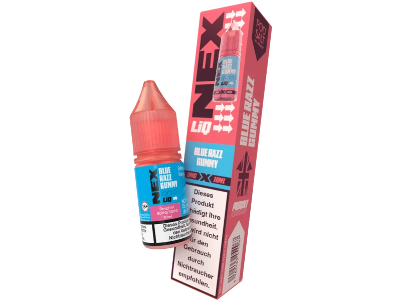 Pod Salt - NexLiq - Blue Razz Gummy - 10ml Fertigliquid (Nikotinfrei/Nikotinsalz)