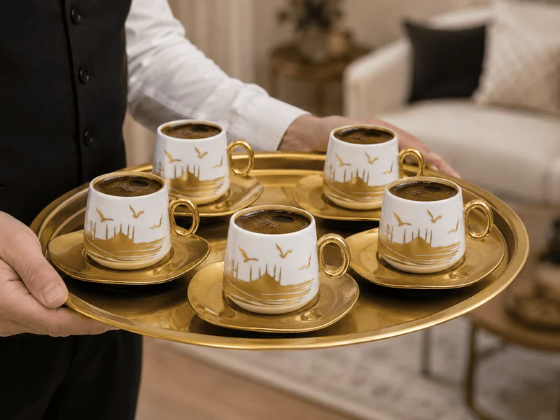 6er Set Mokka Tassen Untertassen - Istanbul 90ml