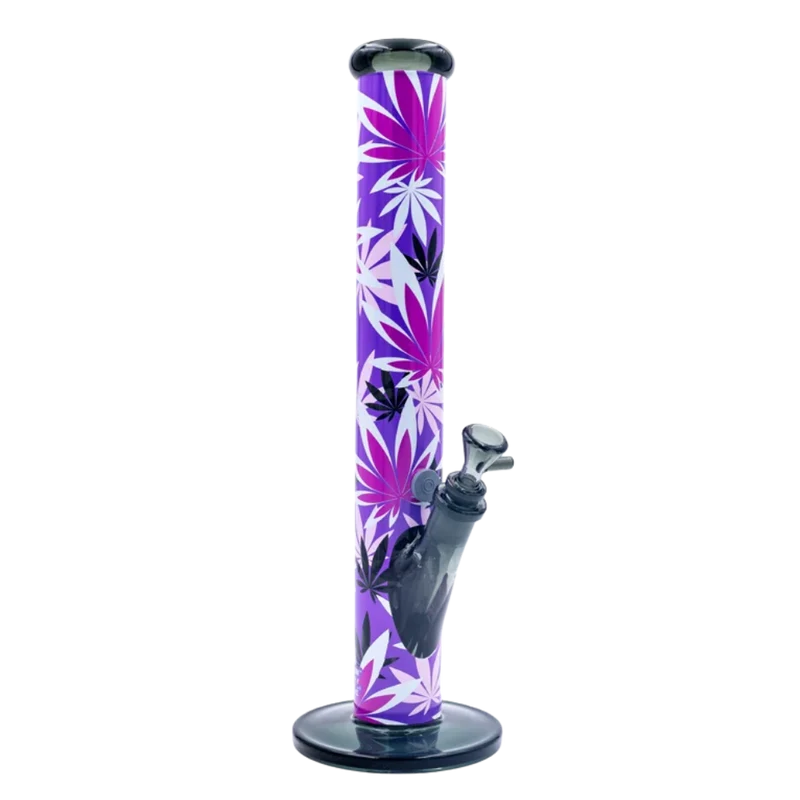 Fire-Flow x Black Leaf - Glas Bong - Pink Leaves - 51mm - 40cm