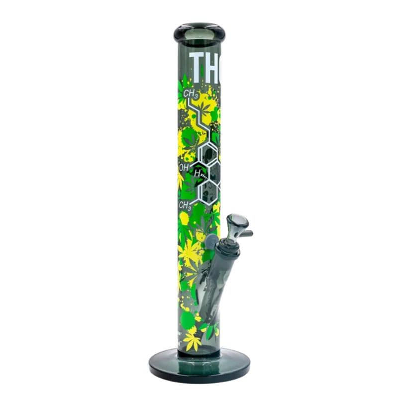 Fire-Flow x Black Leaf - Glas Bong - THC Molecule - 51mm - 40cm