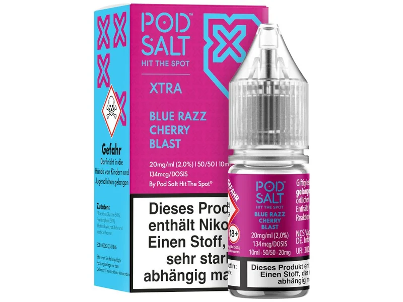 Pod Salt X Nikotinsalz Liquid – Blue Razz Cherry Blast (10ml) Fruchtig & Kühl