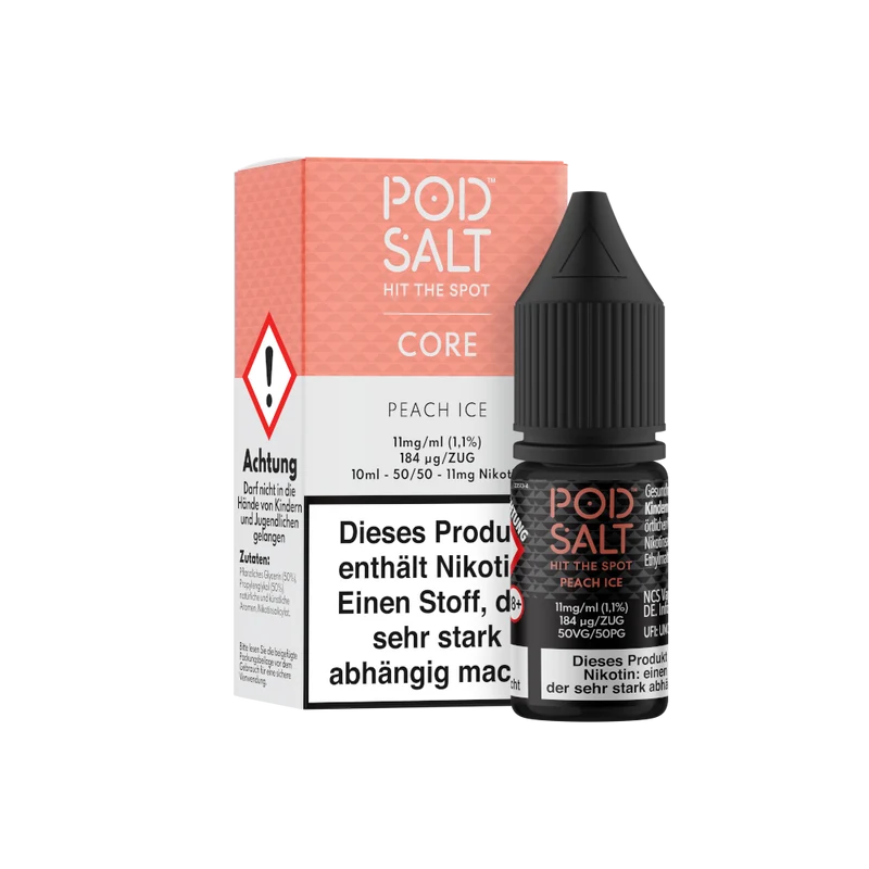 Pod Salt Core Peach Ice Nikotinsalz Liquid – Pfirsich & Ice (10ml)