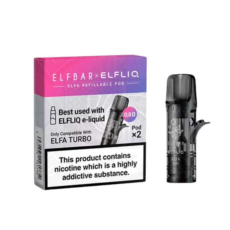 Elfliq - Elfa Turbo - Refillable Empty Pod 2pack 0.8ohm