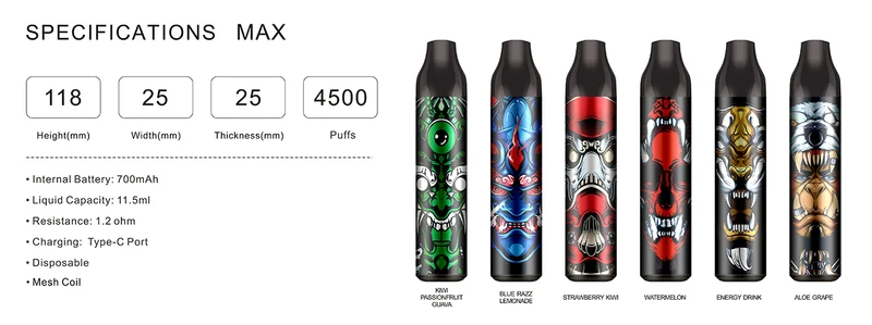 [Sonderangebot] Drala Specifications Max 4500 wiederaufladbares Einweg E-Zigarette Kit 700mAh