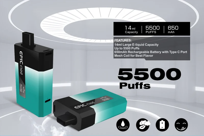 [Clearance sale] NEITH EPICMOD 5500 Wiederaufladbares Einweg E-Zigarette Kit 650mAh (0mg)