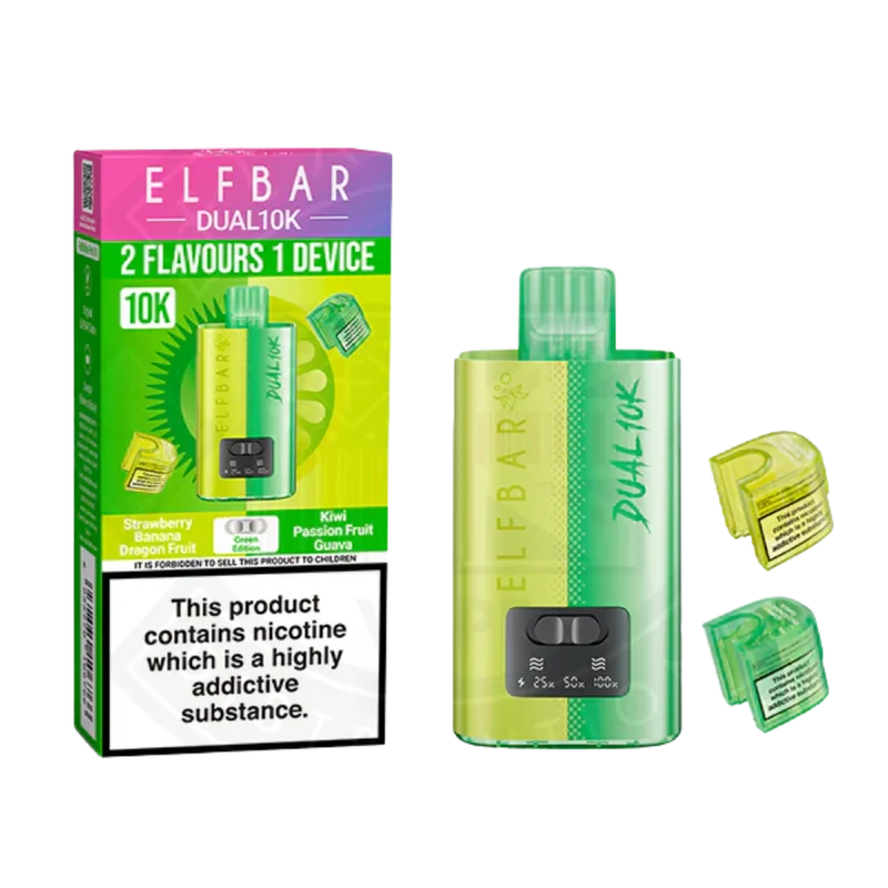 Elf Bar - Dual 10K Prefilled Vape Kit - Strawberry Banana Dragon Fruit & Kiwi Passionfruit Guava