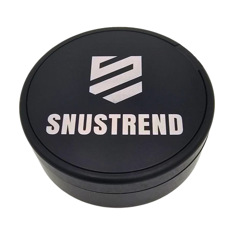Snus-Dose "Snustrend" Schwarz aus Aluminium mit Logo