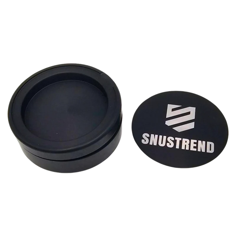 Snus-Dose "Snustrend" Schwarz aus Aluminium mit Logo