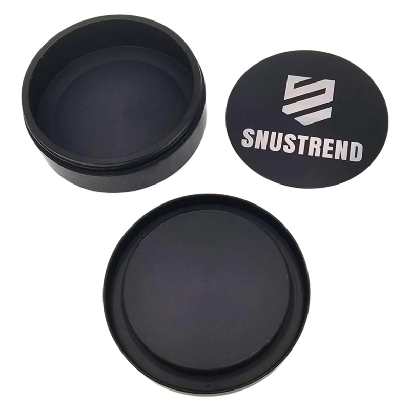 Snus-Dose "Snustrend" Schwarz aus Aluminium mit Logo