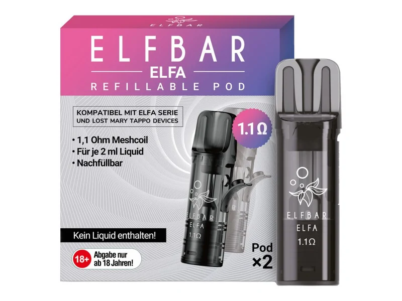 Elfbar Elfa Leer-Pod – 2ml Tank mit 1,1 Ohm Mesh Coil (2er Pack)
