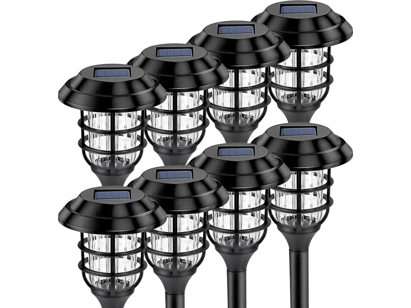 8x Solarleuchten Kaltweiß Garten Solarlampe für Außen Gartenleuchten Wasserdichte LED Deko Wegleuchten für Rasen Terrasse Patio Weg