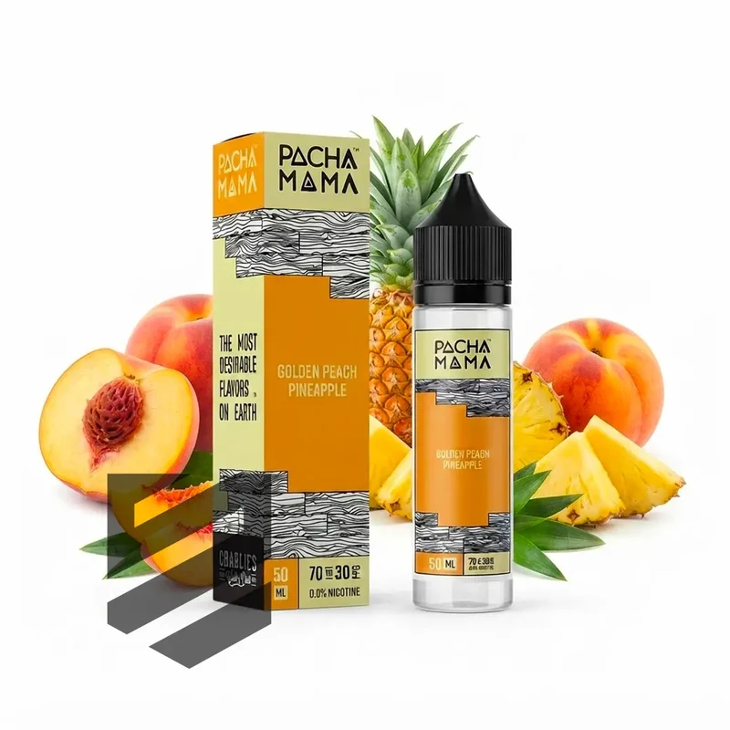 Pacha Mama - E-Liquid Shortfill - Golden Peach Pineapple 50ml 0mg