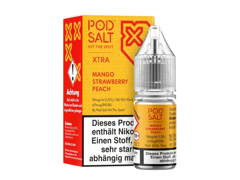 Pod Salt X - Mango Strawberry Peach - 10ml Fertigliquid (Nikotinsalz)