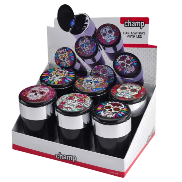 Champ Mexican Skull Auto Aschenbecher mit LED Beleuchtung