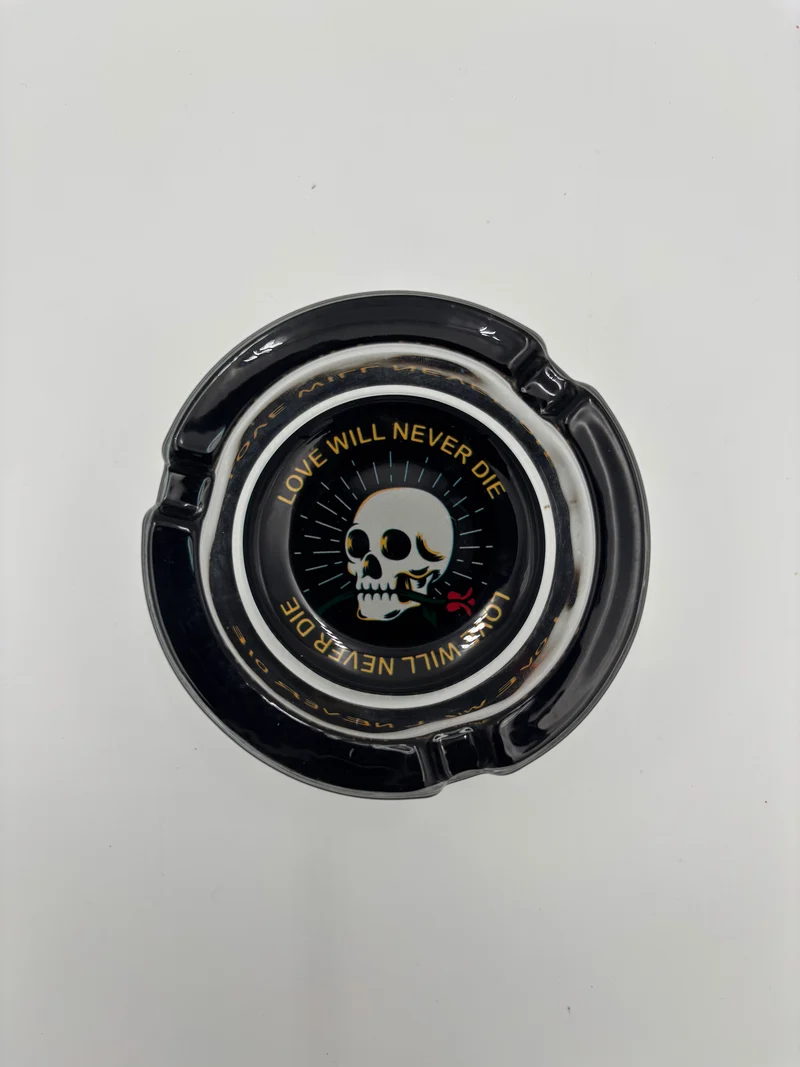 Champ Skull Glas Aschenbecher rund