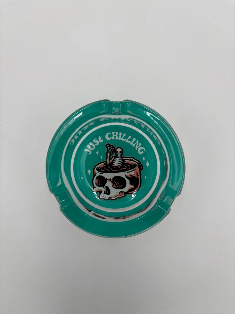 Champ Skull Glas Aschenbecher rund