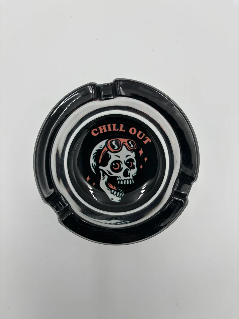 Champ Skull Glas Aschenbecher rund
