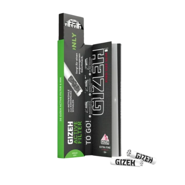 GIZEH - King Size Slim + Active Filter - Black