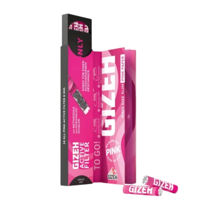 GIZEH - King Size Slim + Active Filter - Pink (34 Paper & 16 Filters per Pack)