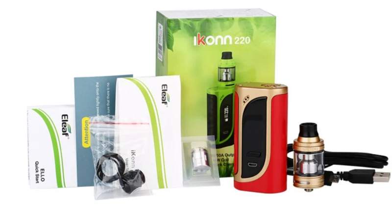 Original 200W Eleaf iKonn 220 Kit with 4ml Eleaf Ello Tank ikonn Mod 220W No 18650 Battery E-cigarette Vape ikonn