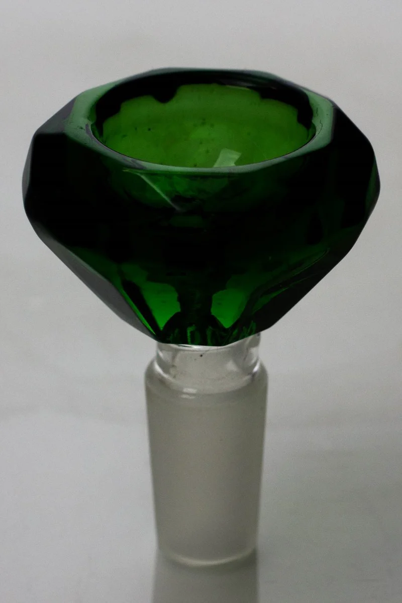 Diamond cutting shape wide glass bowl