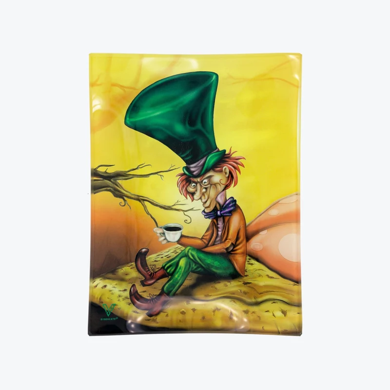 V-syndicate "Mad Hatter" Glass Rolling Tray Medium Medium Size