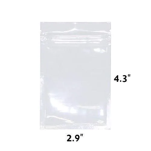 Mylar Bag Vista White/Clear - 1 Gram - 4.3 x 2.9" (100, 500 or 1,000 Count)