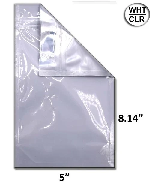 Mylar Bag Vista White/Clear 1/2 Oz - 14 Grams - 5 x 8.14" (1,000 Count)