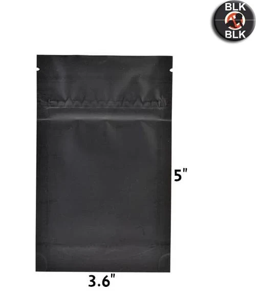 Mylar Bag DymaPak Child Resistant Black 1/8 Oz - Opaque - 3.5 Grams (100, 500, or 1,000 Count)