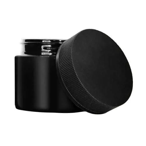 2 oz Opaque Black Glass Jar With Foam Liner - Child Resistant (200 Count)