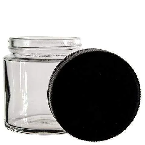 3oz Glass Child Resistant Screw Cap Jars Black Lid (150 Count)