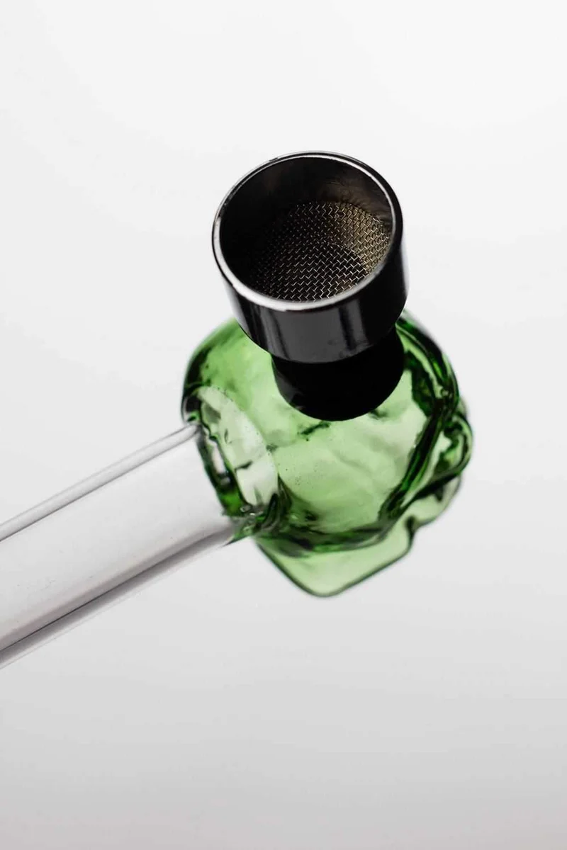 4" Skull Glass tube pipe with metal screen display box