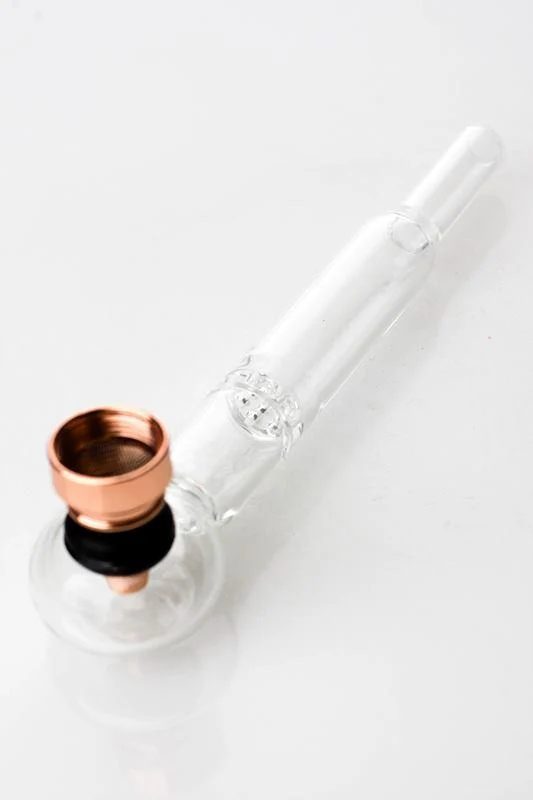 5.5" Glass tube pipe with metal screen