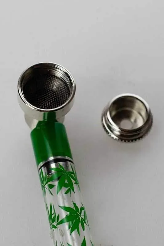 Glass tube pipe with metal screen