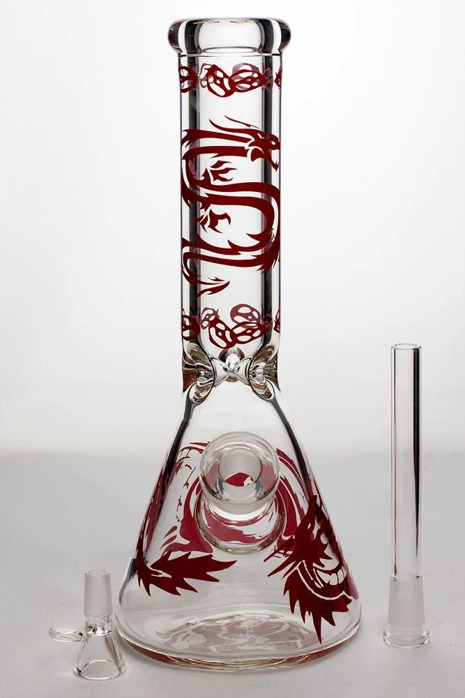 12" Dragon artwork 9 mm thick glass beaker bong
