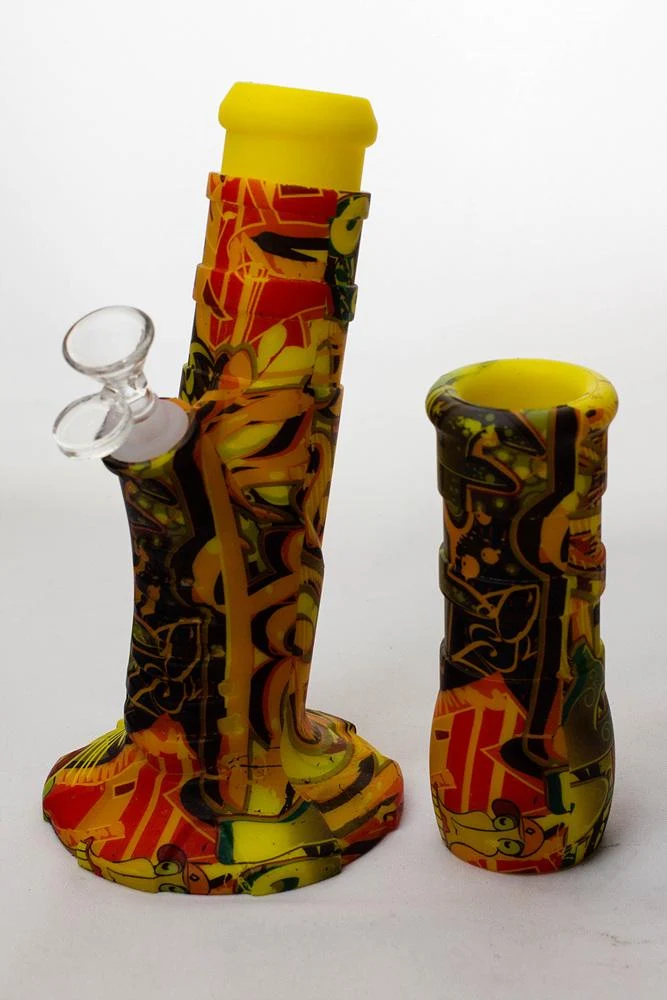 13" Detachable silicone yellow straight tube water bong