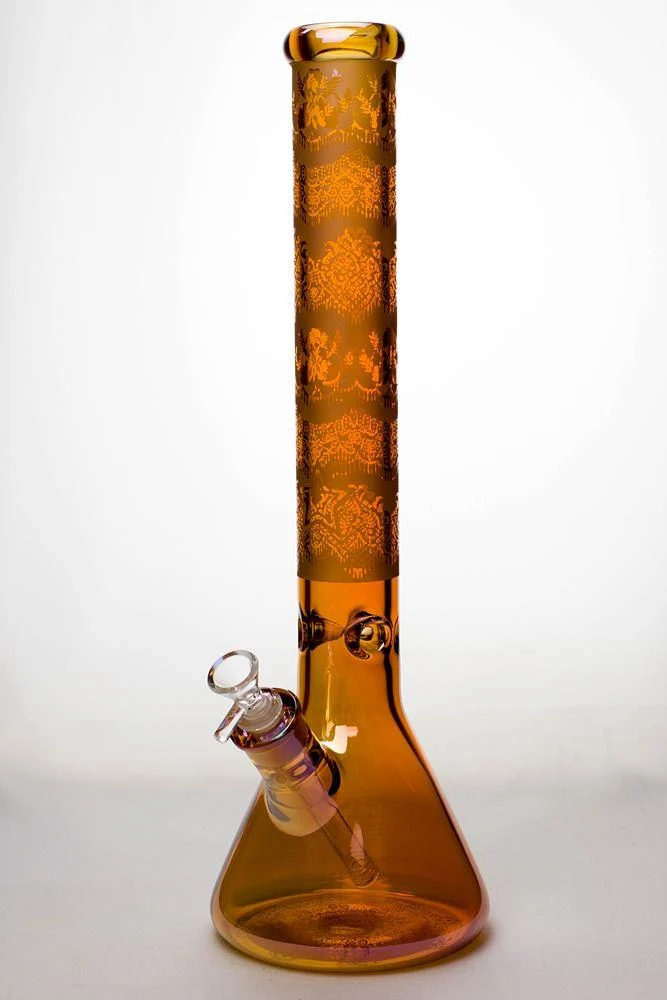 17 in. Genie Metallic 7 mm graphic glass beaker bong