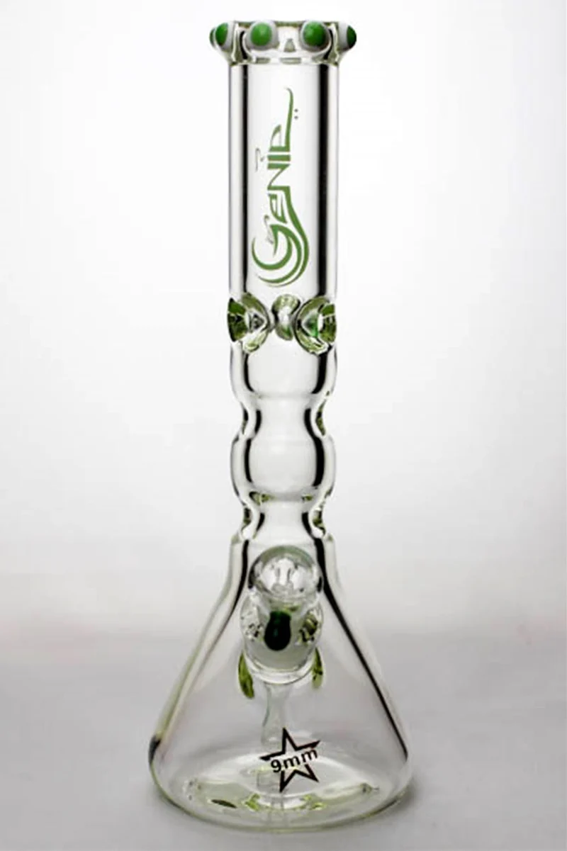 14.5" genie color dot curved tube beaker water bong